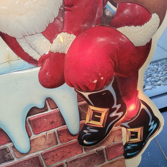 Vintage Christmas Santa Claus Chimney Toys Vacuform Yard Decor 35x24 Light Up - Picture 6 of 6